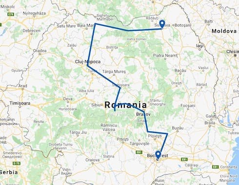 sample itinerary map Romania